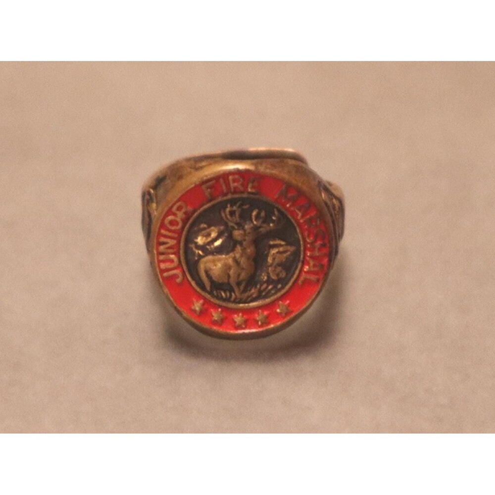 Vintage Junior Fire Chief Hartford Elk Ring Insurance Advertising